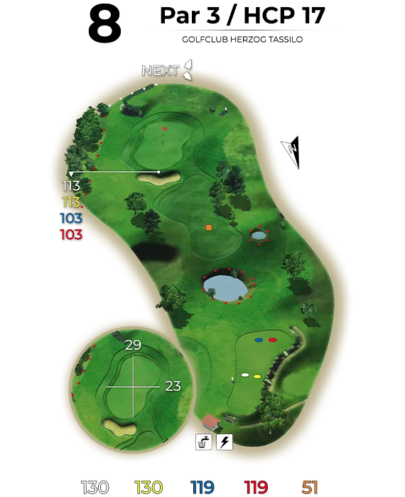 golf bad hall birdiebook loch 8